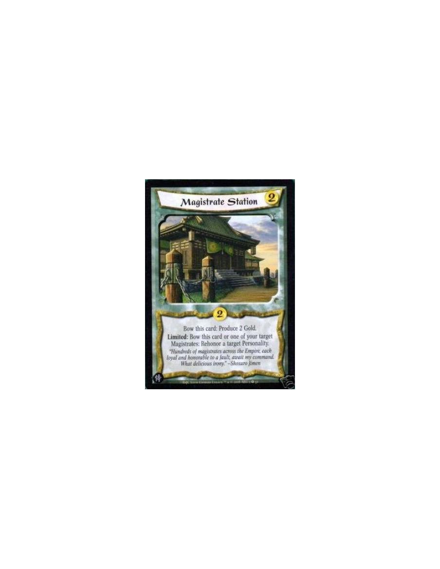 Magistrate Station  - Bow this card: Produce 2 Gold.Limited: Bow this card or one of your target Magistrates: Rehonor a target P